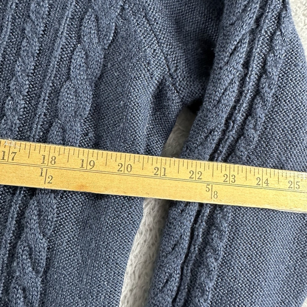 L.L Bean Wool Blend Cardigan Sweater Womens Large‎ Blue Sherpa Lined Cable Knit - Picture 4 of 9